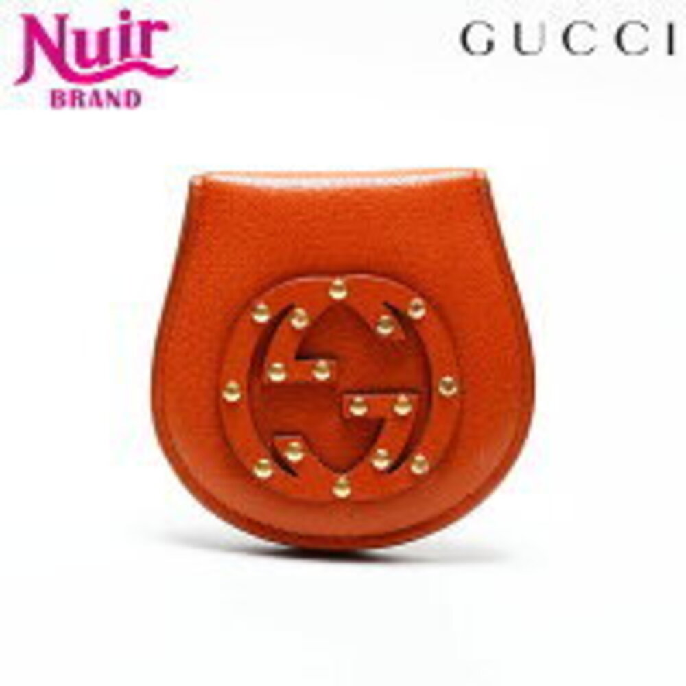 Gucci Leather Interlocking Coin Wallet Case Brown